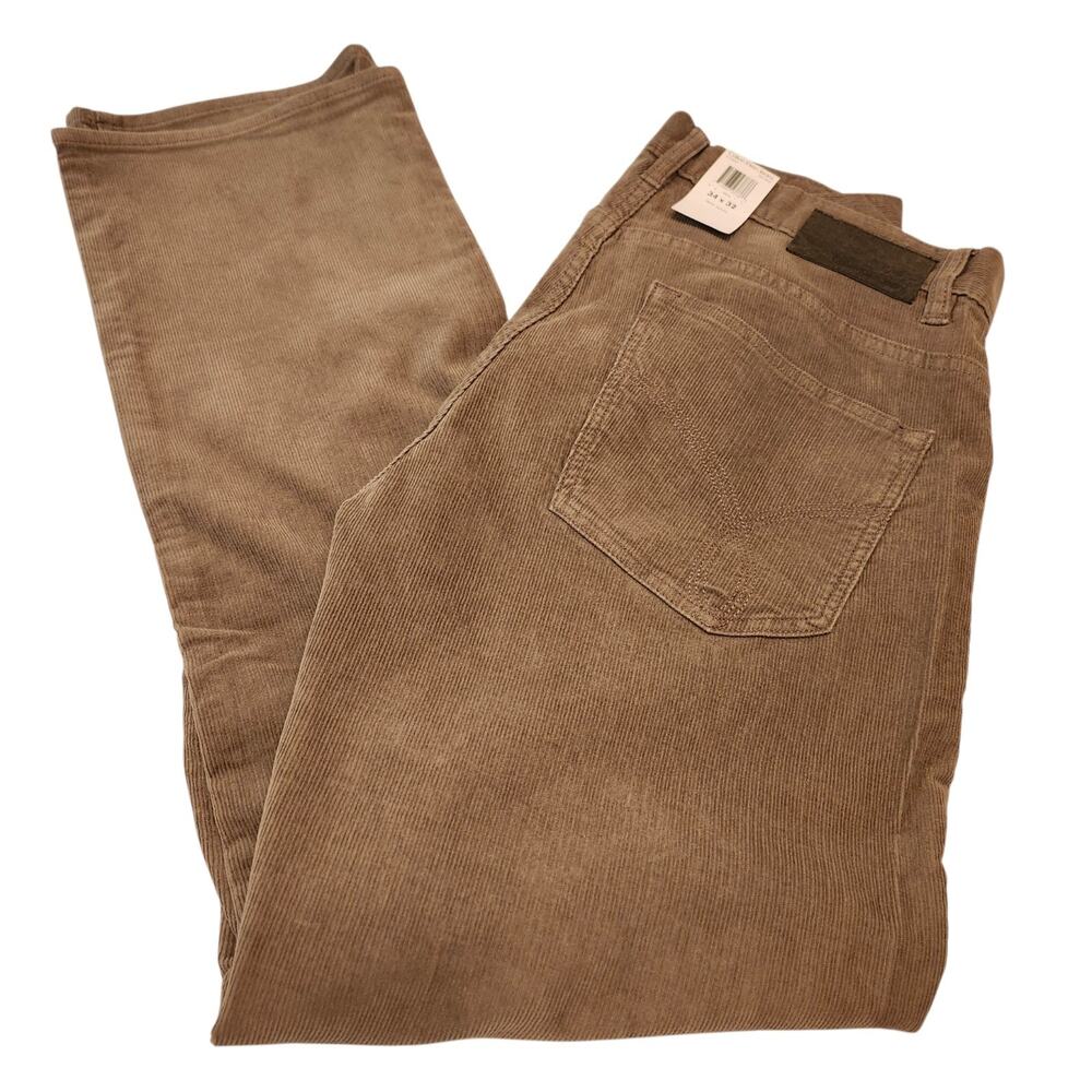 NWT Y2K 34x32 Calvin Klein Corduroy Jeans Stretch Straight Leg Pants Tan Beige